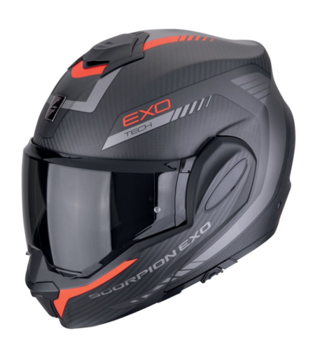 Модуларна каска SCORPION Exo-Tech Evo Carbon Cozy Matt Black-Red