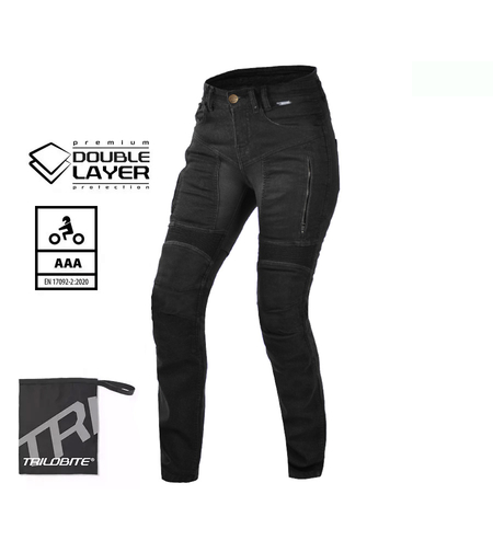 Дамски мото дънки TRILOBITE PARADO DOUBLELAYER SLIM FIT BLACK LEVEL 2