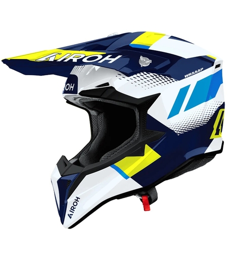 Мотокрос каска AIROH WRAAAP VISION Yellow/Blue Gloss