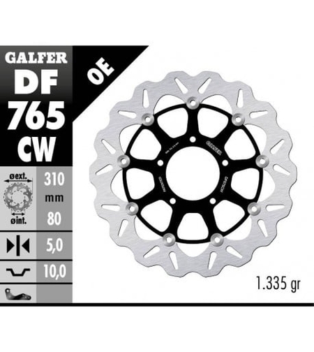 Плаващ преден спирачен диск Galfer WAVE FLOATING COMPLETE (C. ALU.) 310x5mm DF765CW