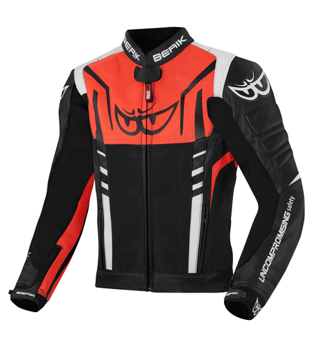 Кожено Мото яке Berik Striper Black/White/Red