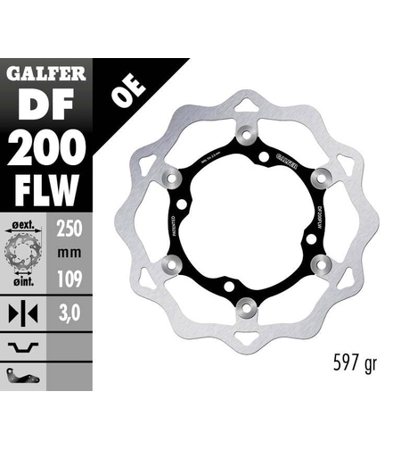 Плаващ преден спирачен диск Galfer WAVE FLOATING (C. STEEL) 250x3mm DF200FLW