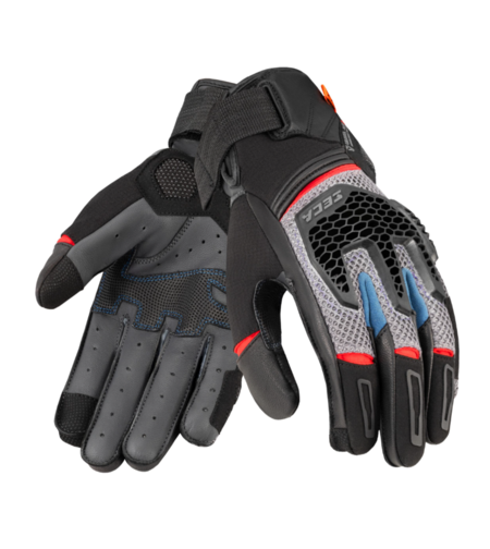 Текстилни ръкавици SECA GRAVEL GREY/BLUE/RED