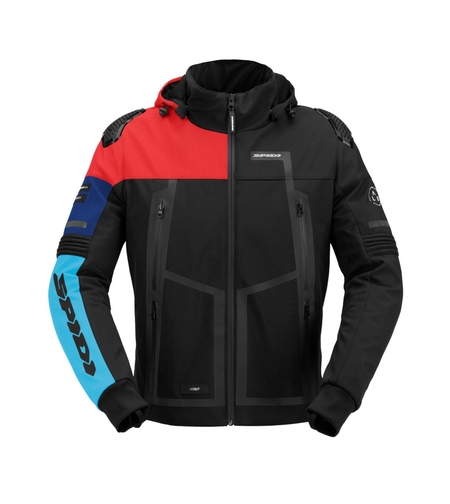 Текстилно мото яке SPIDI HOODIE WARRIOR H2OUT BLACK/RED/SKY BLUE