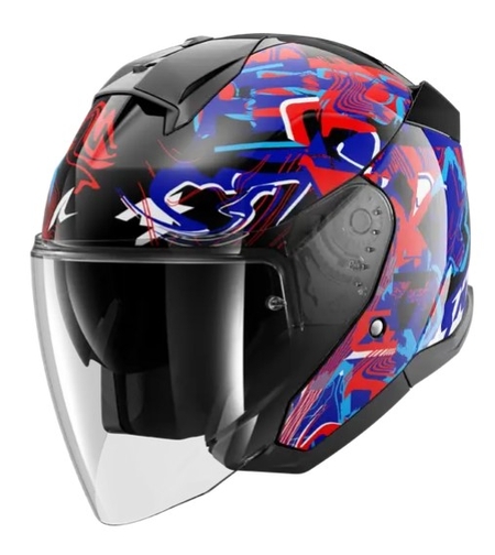 Каска за скутер SHARK SKWAL JET PRANZ Mat Black/Blue/Red