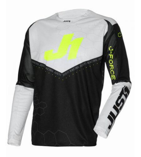 Мотокрос джърси Just1 J-Force Hexa Black/White/Yellow Fluo
