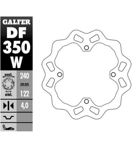 Заден спирачен диск Galfer WAVE FIXED 240x4mm DF350W