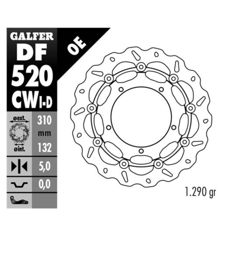 Плаващ заден спирачен диск Galfer WAVE DISC FLOATING COMPLETE LEFT 310X5MM DF520CWI