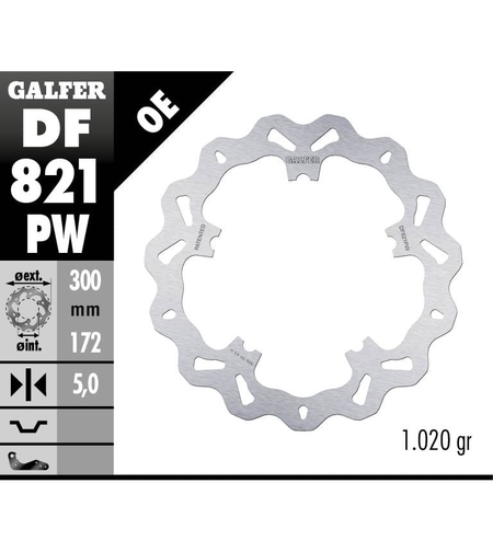 Преден спирачен диск Galfer BRAKE TRACK WAVE 300x5mm DF821PW