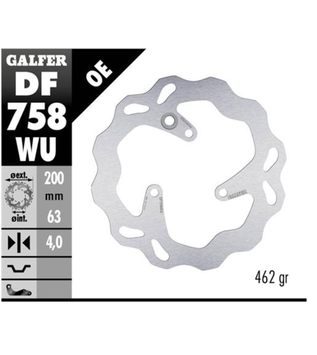 Заден спирачен диск Galfer WAVE FIXED 200x4mm DF758WU