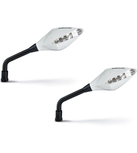 Огледала за мотор с вградени мигачи BARRACUDA RACE WHITE