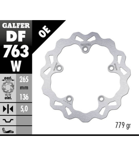 Заден спирачен диск Galfer WAVE FIXED 265x5mm DF763W