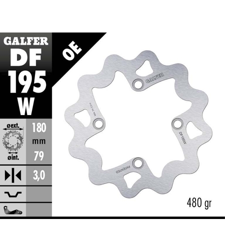 Преден/Заден спирачен диск Galfer WAVE FIXED  DISC WAVE FIXED 180x3mm DF195W