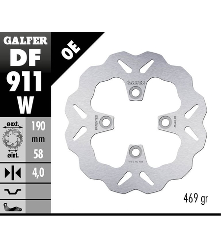 Заден спирачен диск Galfer WAVE FIXED 190x4mm DF911W