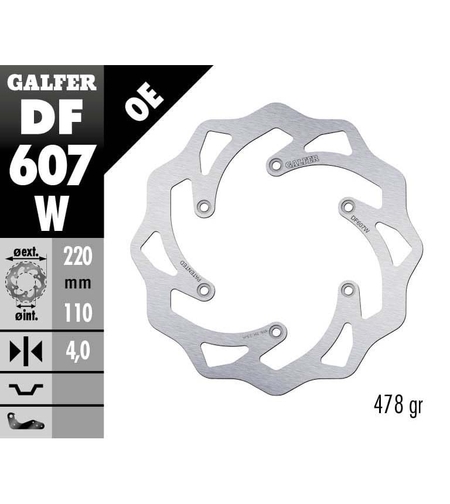 Заден спирачен диск Galfer WAVE FIXED 220x4mm DF607W