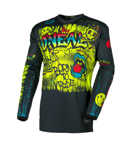 Детска мотокрос блуза O'NEAL ELEMENT RANCID BLACK/NEON YELLOW V.26