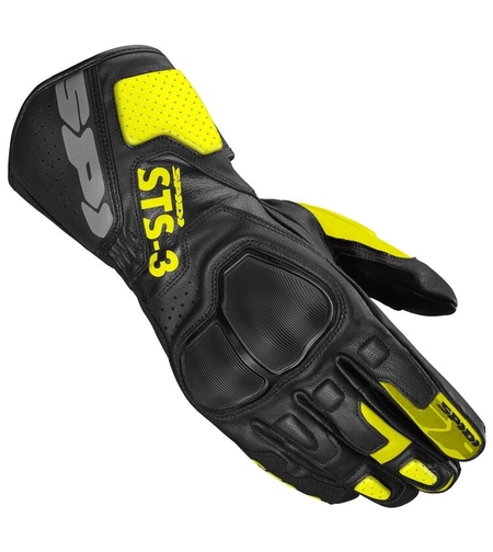 Кожени мото ръкавици SPIDI STS-3 BLACK/NEON YELLOW