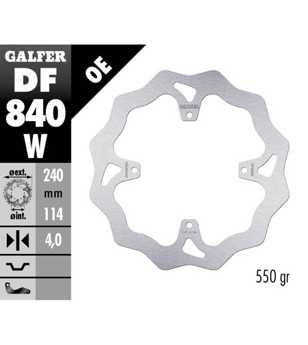 Заден спирачен диск Galfer WAVE FIXED 240x4mm DF840W
