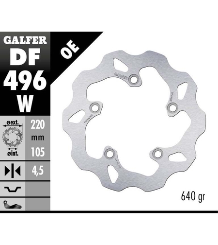 Заден спирачен диск Galfer WAVE FIXED 220x4,5mm DF496W