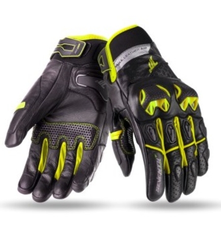 Кожени ръкавици 70 DEGREES SUMMER NAKED BLACK/YELLOW FLUO