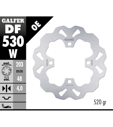 Заден спирачен диск Galfer WAVE FIXED 203x4mm DF530W