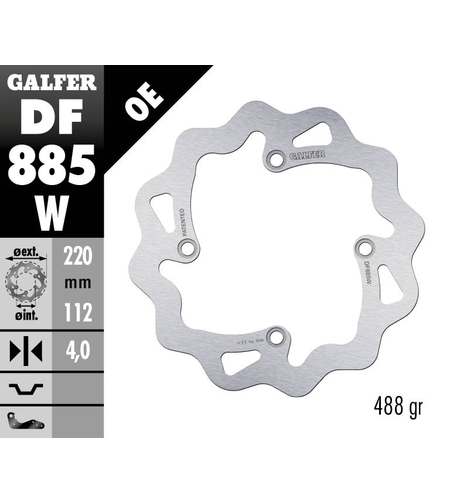 Заден спирачен диск Galfer WAVE FIXED  DISC WAVE FIXED 220x4mm DF885W