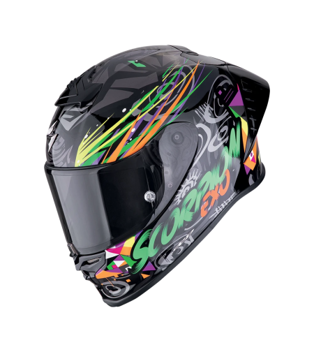 Каска Scorpion EXO-R1 Evo II Air Savage Black-Green-Orange
