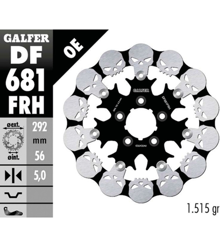 Плаващ заден спирачен диск Galfer WAVE SKULL DESIGN FLOATING 292x5mm DF681FRH