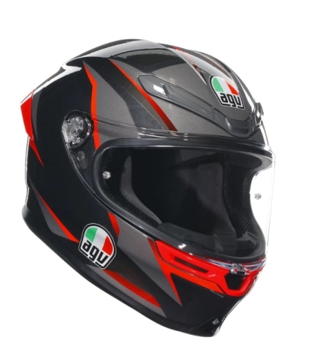 КАСКА AGV K6 S E2206 SLASHCUT BLACK/GREY/RED