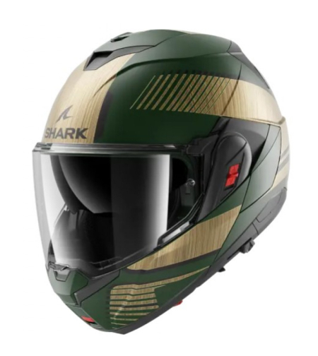 Модуларна каска SHARK OXO SIKTER Mat Green Chrome Gold