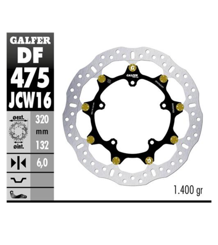 Плаващ преден спирачен диск Galfer WAVE FLOATING RACING 320x5mm DF475JCW160G03