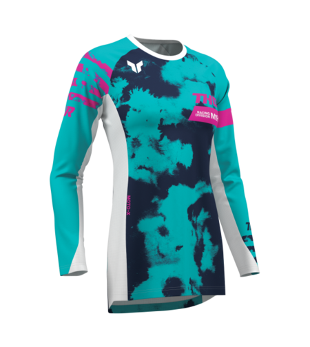 Дамско мотокрос джърси THOR LAUNCHMODE BLEACH WHITE/AQUA