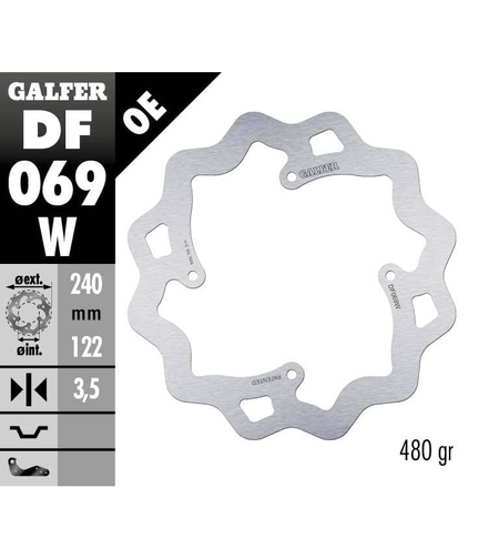 Заден спирачен диск Galfer WAVE FIXED  DISC WAVE FIXED 240x3,5mm DF069W