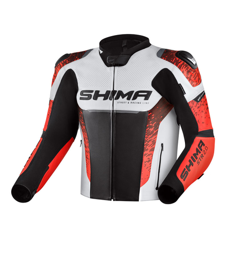 Кожено мото яке SHIMA STR 2.0 RED FLUO