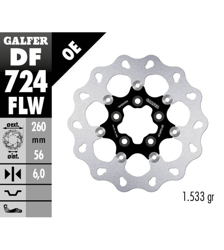 Плаващ заден спирачен диск Galfer WAVE FLOATING (C. STEEL) 260x6mm DF724FLW