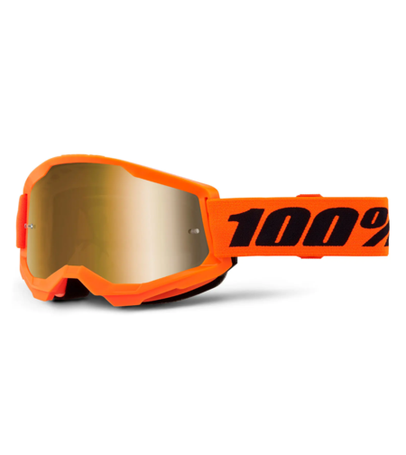 Мотокрос очила 100% STRATA2 NEON ORANGE - MIRROR TRUE GOLD 24