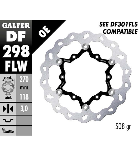 Плаващ заден спирачен диск Galfer WAVE FLOATING (C. STEEL) 270x3mm DF298FLW