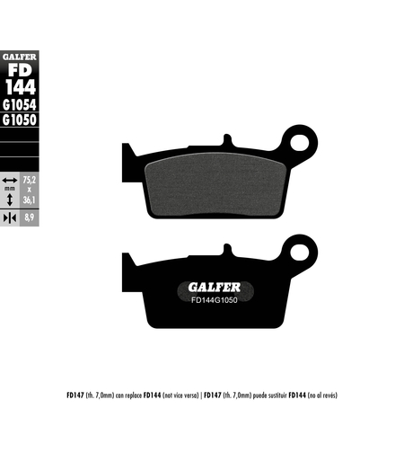 Предни/Задни мото накладки Galfer SEMI METAL FD144G1050