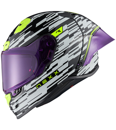 Каска NEXX X.R3R GLITCH RACER WHITE/NEON
