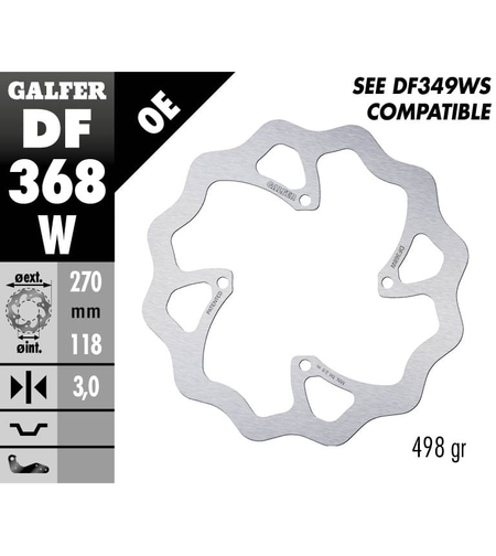 Преден спирачен диск Galfer DISC WAVE FIXED 270x3mm DF368W