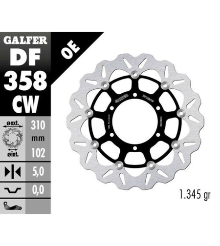 Плаващ преден спирачен диск Galfer WAVE FLOATING COMPLETE (C. ALU.) 310x5mm DF358CW