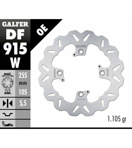Заден спирачен диск Galfer WAVE FIXED 255x5,5mm DF915W