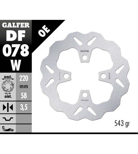 Преден спирачен диск Galfer WAVE FIXED 220x3,5mm DF078W