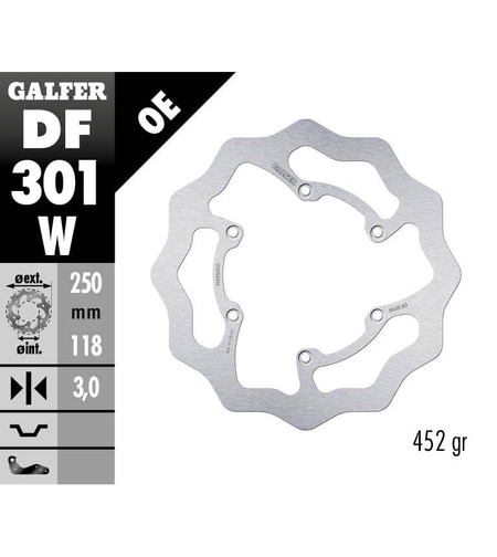 Преден спирачен диск Galfer WAVE FIXED 250x3mm DF301W