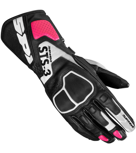 Дамски кожени мото ръкавици SPIDI STS-3 BLACK/FUCHSIA