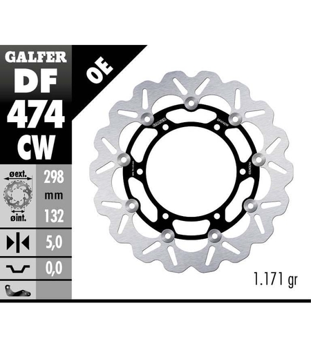 Плаващ преден спирачен диск Galfer WAVE FLOATING COMPLETE (C. ALU.) 298x5mm DF474CW