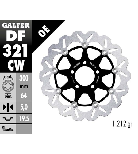 Плаващ преден спирачен диск Galfer WAVE FLOATING COMPLETE (C. ALU.) 300x5mm DF321CW