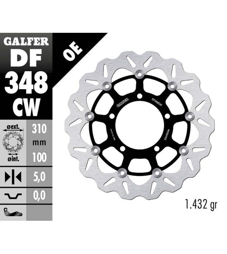 Плаващ преден спирачен диск Galfer WAVE FLOATING COMPLETE (C. ALU.) 310x5mm DF348CW
