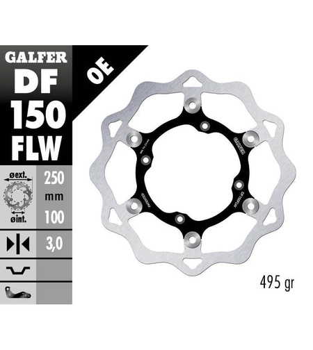 Плаващ заден спирачен диск Galfer WAVE FLOATING (C. STEEL) 250x3mm DF150FLW