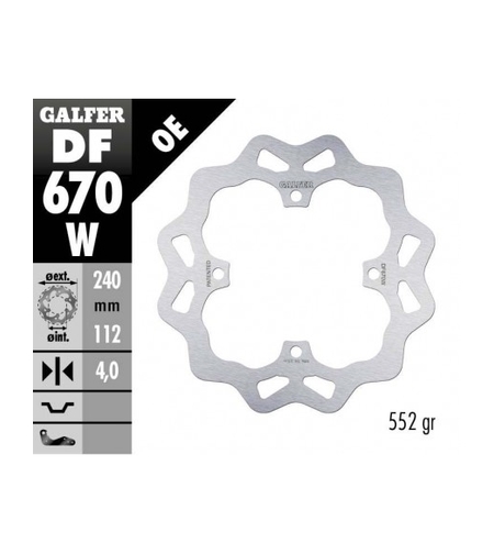 Заден спирачен диск Galfer WAVE FIXED  DISC WAVE FIXED 240x4mm DF670W